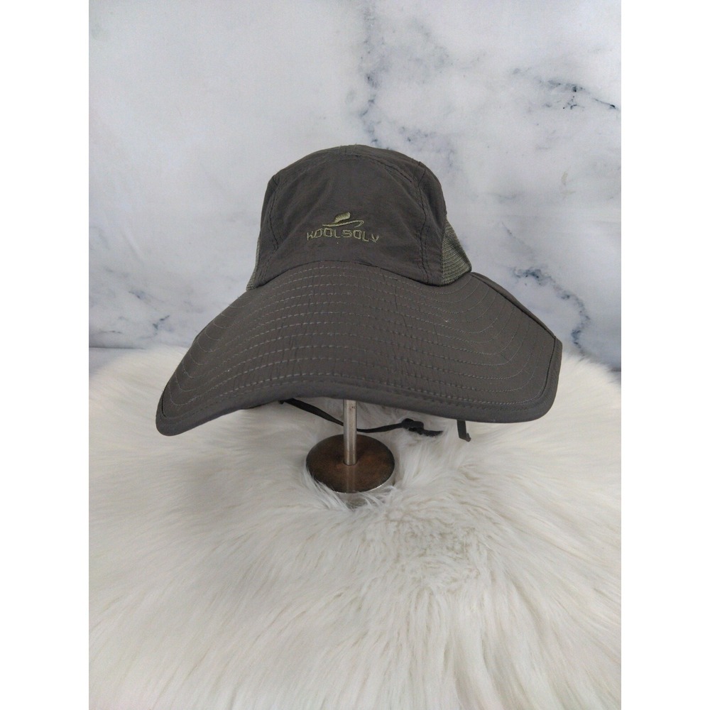 Koolsoly Sun Hat Wide Brim Neck Flap Fishing Hiking Outdoor Gray Adjustable